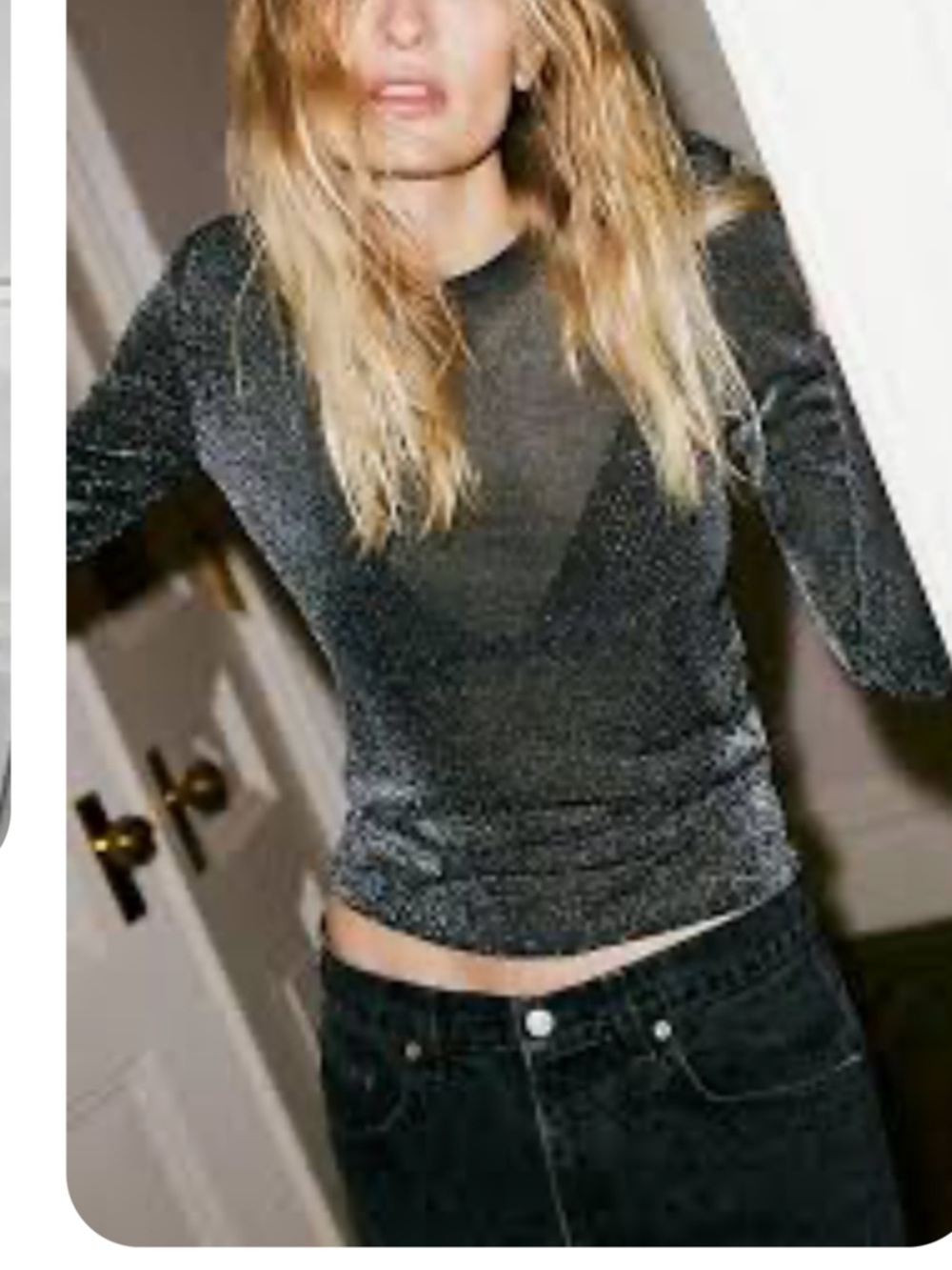 J.Crew Sheer Blue Silver Sparkling Mesh Layering Top Size M